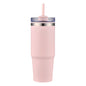 Custom 30oz stainless steel tumbler in light pink with lid and straw – insulated, personalized drinkware with same-day printing for corporate gifts, events, and promotional giveaways – Pro Goodie Promotion San Diego