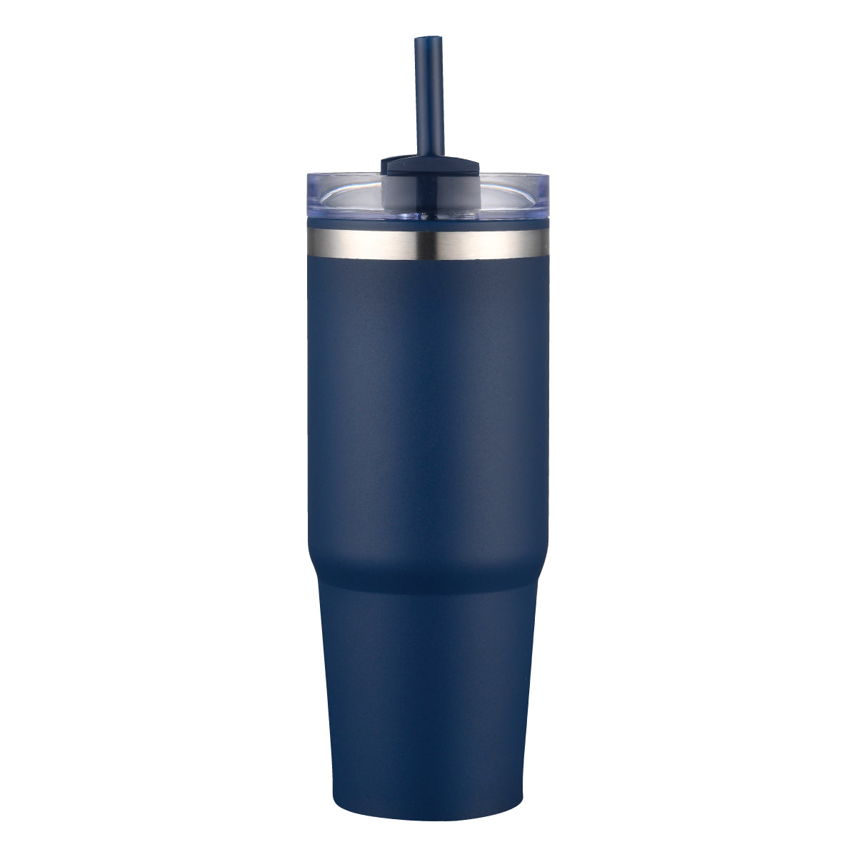 Custom 30oz stainless steel tumbler in navy blue with lid and straw – insulated, personalized drinkware with same-day printing for corporate gifts, events, and promotional giveaways – Pro Goodie Promotion San Diego