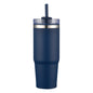 Custom 30oz stainless steel tumbler in navy blue with lid and straw – insulated, personalized drinkware with same-day printing for corporate gifts, events, and promotional giveaways – Pro Goodie Promotion San Diego