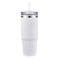 Custom 30oz stainless steel tumbler in white with lid and straw – insulated, personalized drinkware with same-day printing for corporate gifts, events, and promotional giveaways – Pro Goodie Promotion San Diego