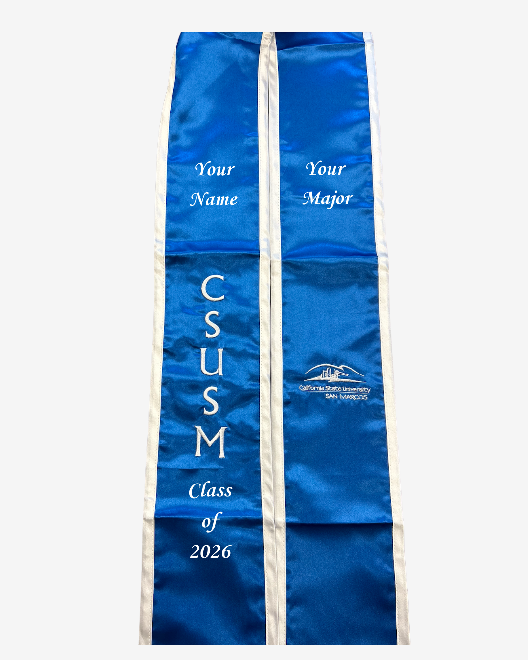 custom graduation stoles embroidery and full color printing with personalized name and logo for college and high school graduates