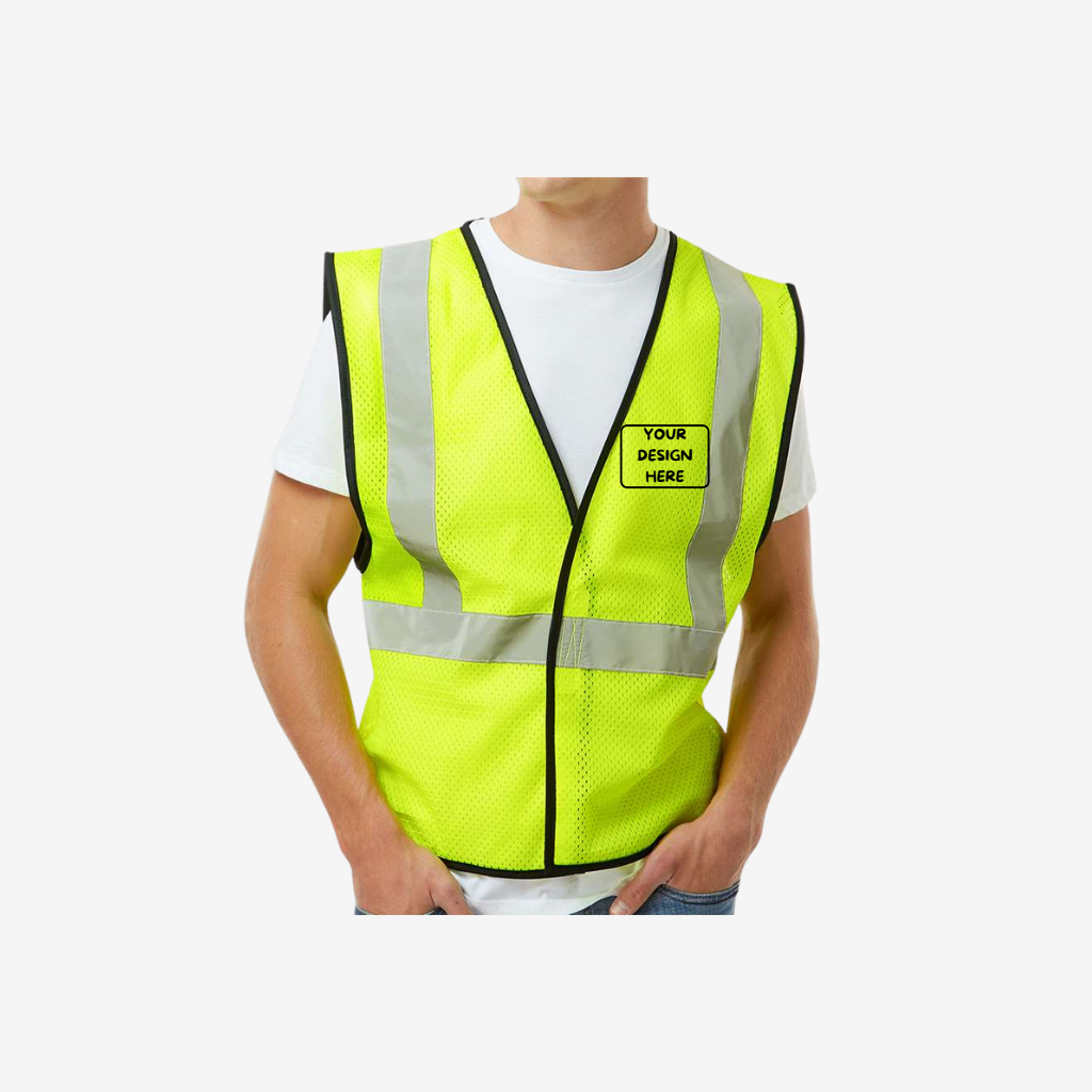 Custom lime mesh vest with hook and loop closure for event staff, volunteers, and safety teams
