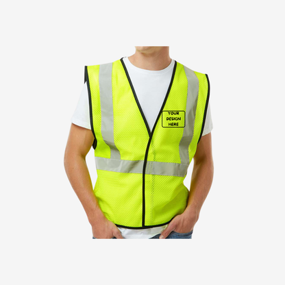 Custom lime mesh vest with hook and loop closure for event staff, volunteers, and safety teams