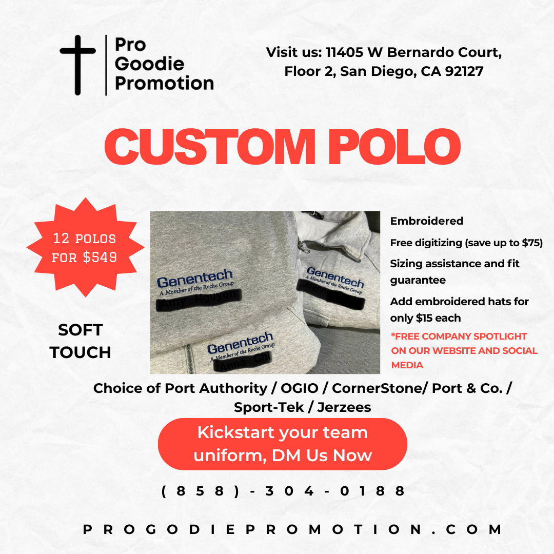 custom embroidered sport-tek polo shirts for business uniforms in San Diego