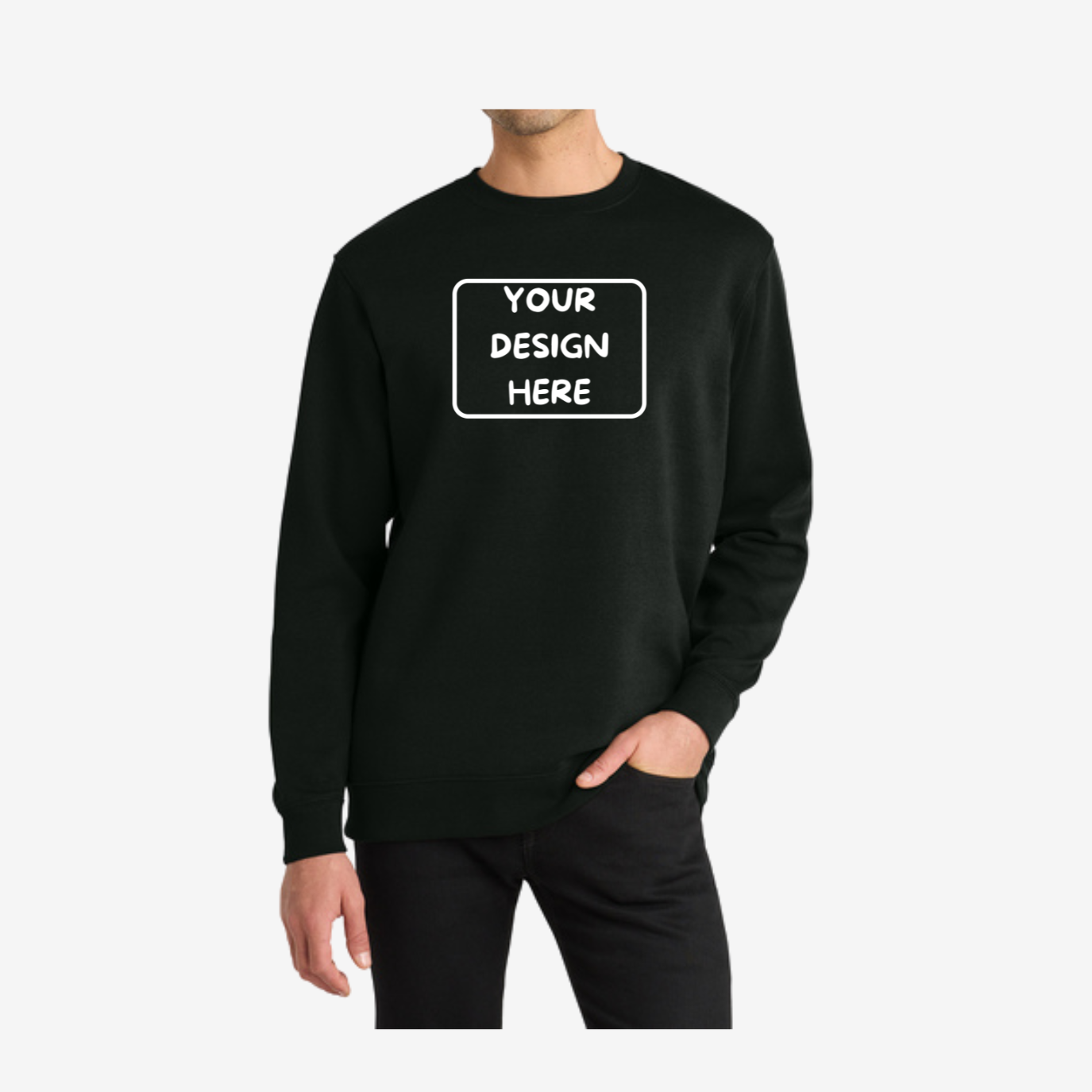 District V.I.T. Fleece Crewneck Sweatshirt in Black, soft unisex fleece perfect for custom printing and embroidery