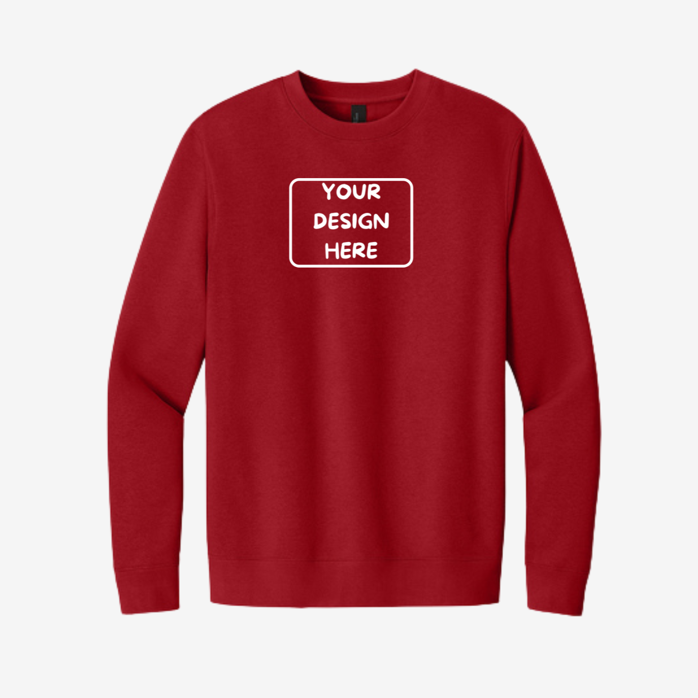 District V.I.T. Fleece Crewneck Sweatshirt in Classic Red, soft unisex fleece perfect for custom printing and embroidery