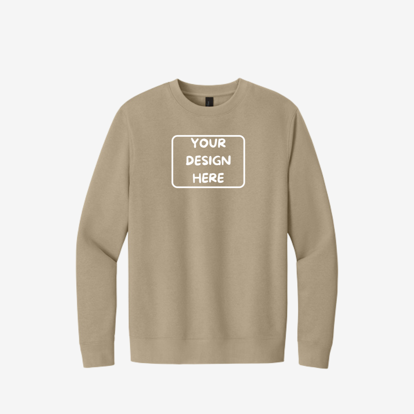 District V.I.T. Fleece Crewneck Sweatshirt in Desert Tan, soft unisex fleece perfect for custom printing and embroidery