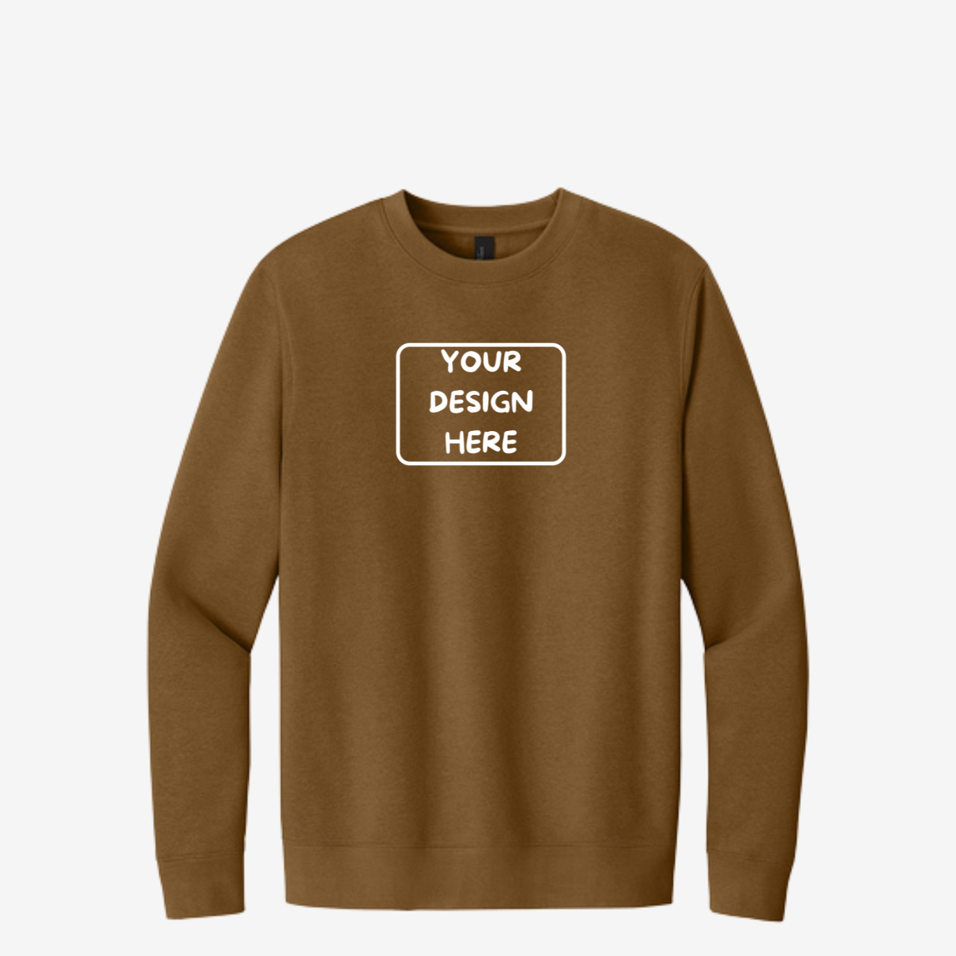 District V.I.T. Fleece Crewneck Sweatshirt in Duck Brown, soft unisex fleece perfect for custom printing and embroidery