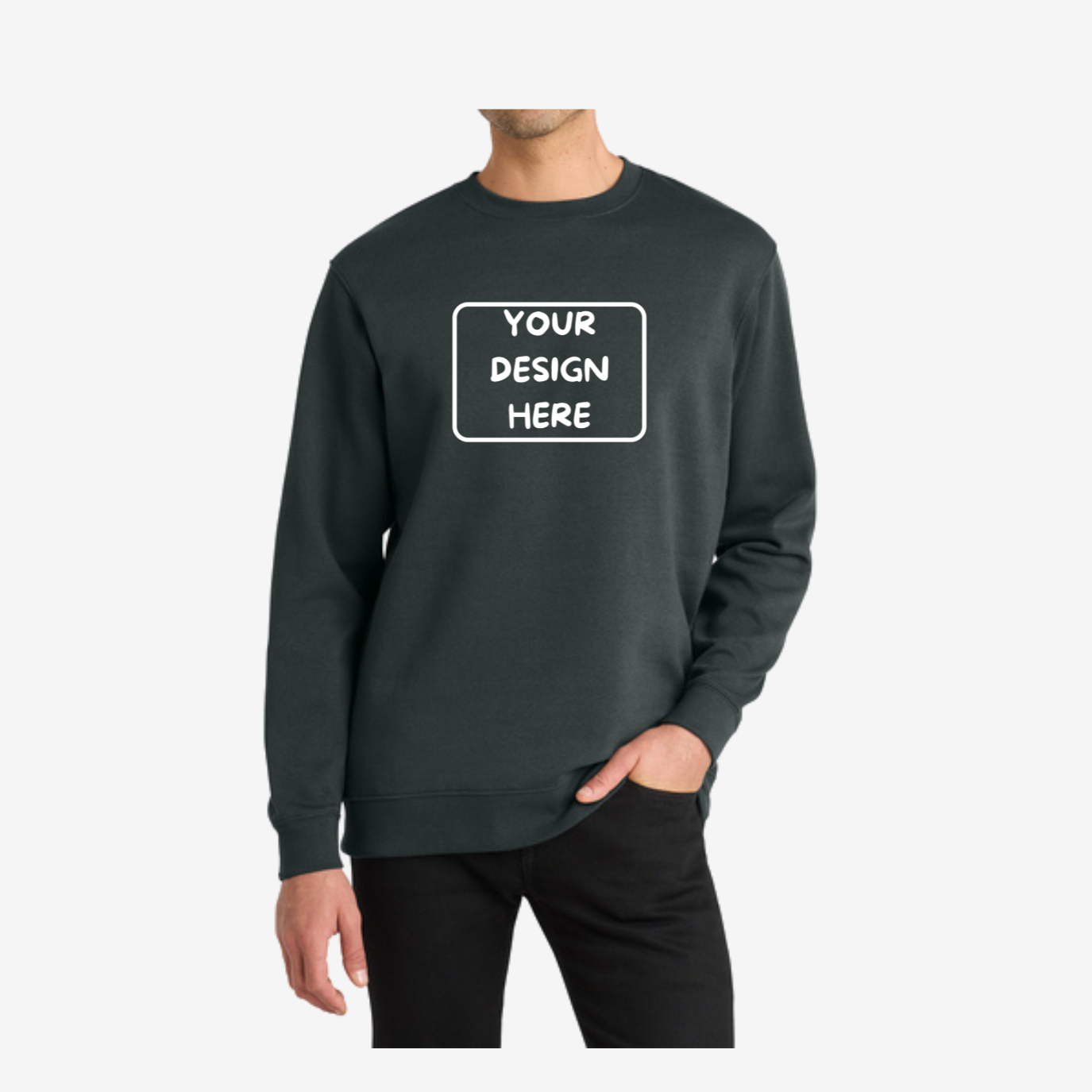 District V.I.T. Fleece Crewneck Sweatshirt in Forest Green, soft unisex fleece perfect for custom printing and embroidery