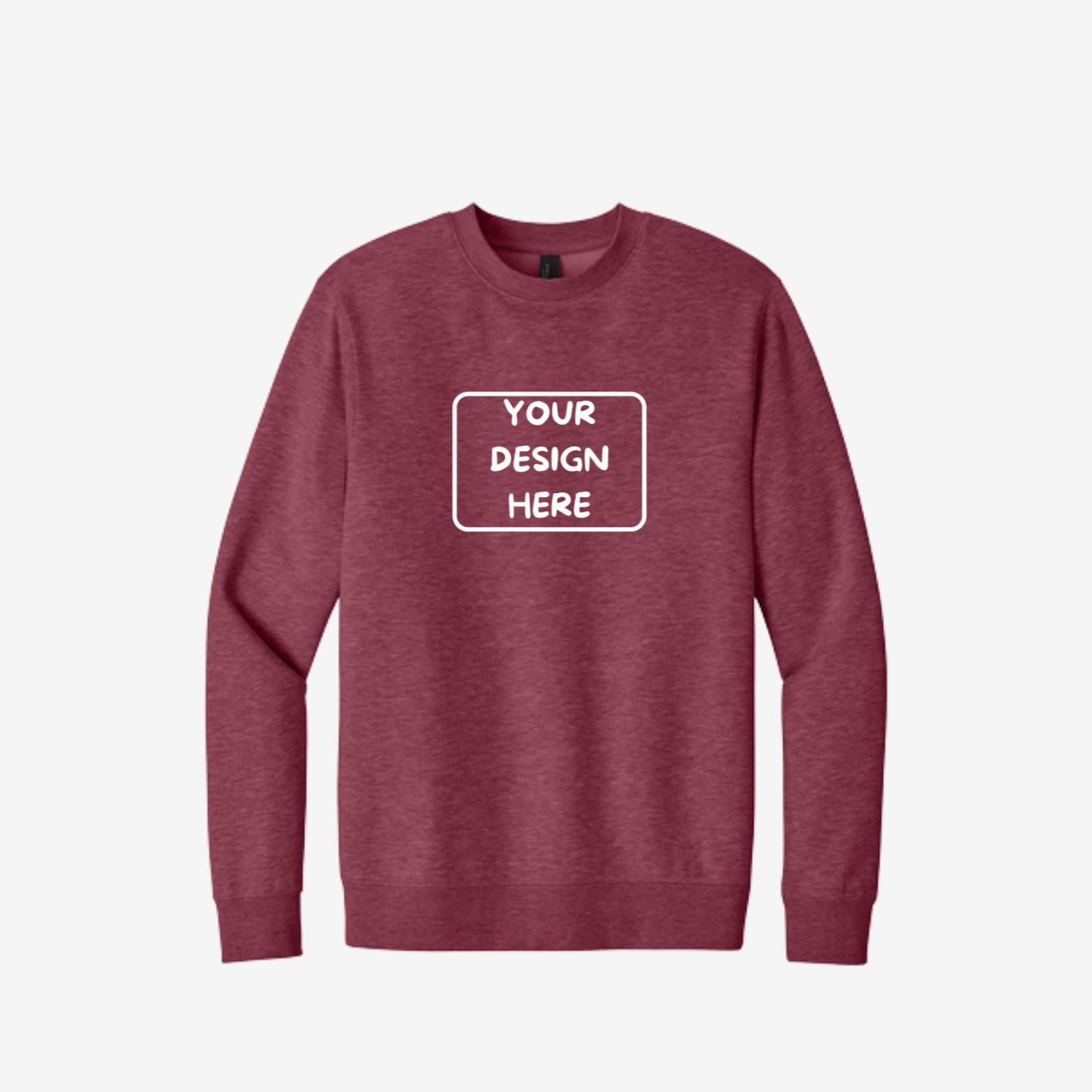 District V.I.T. Fleece Crewneck Sweatshirt in Heathered Cardinal, soft unisex fleece perfect for custom printing and embroidery