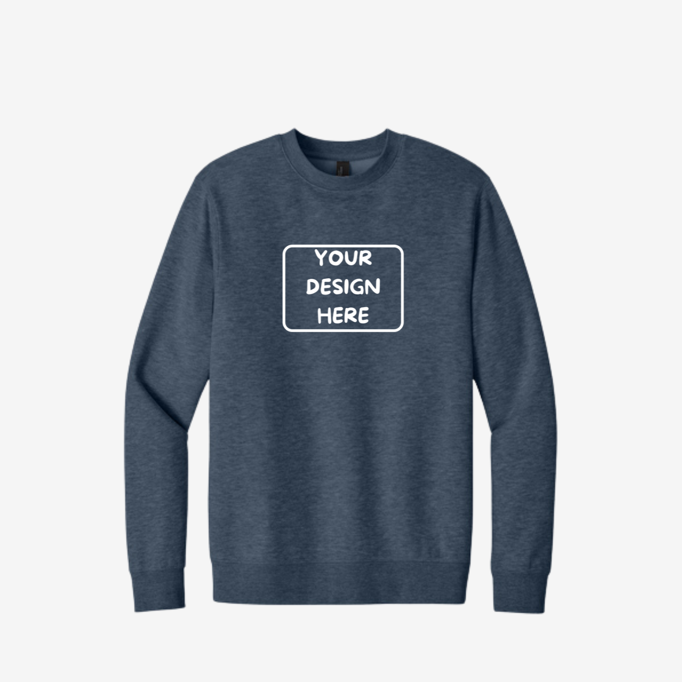 District V.I.T. Fleece Crewneck Sweatshirt in Heathered Navy, soft unisex fleece perfect for custom printing and embroidery