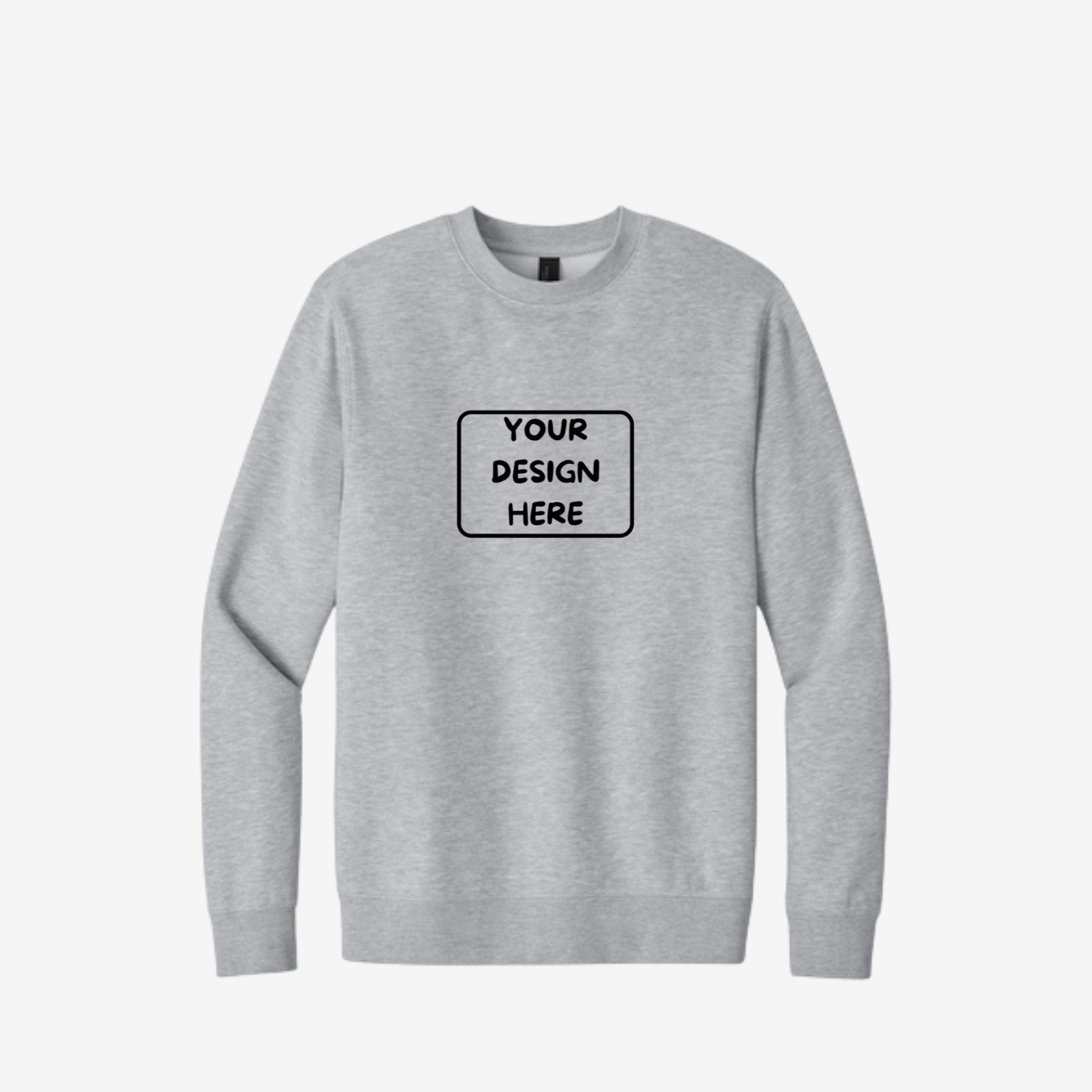 District V.I.T. Fleece Crewneck Sweatshirt in Light Heather Grey, soft unisex fleece perfect for custom printing and embroidery