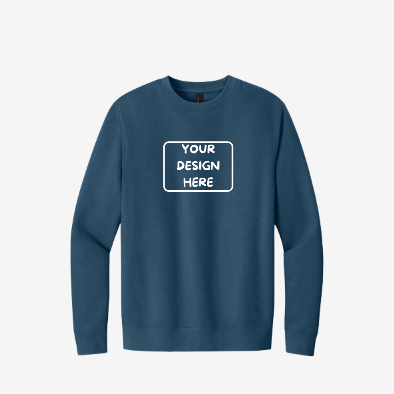 District V.I.T. Fleece Crewneck Sweatshirt in Neptune Blue, soft unisex fleece perfect for custom printing and embroidery