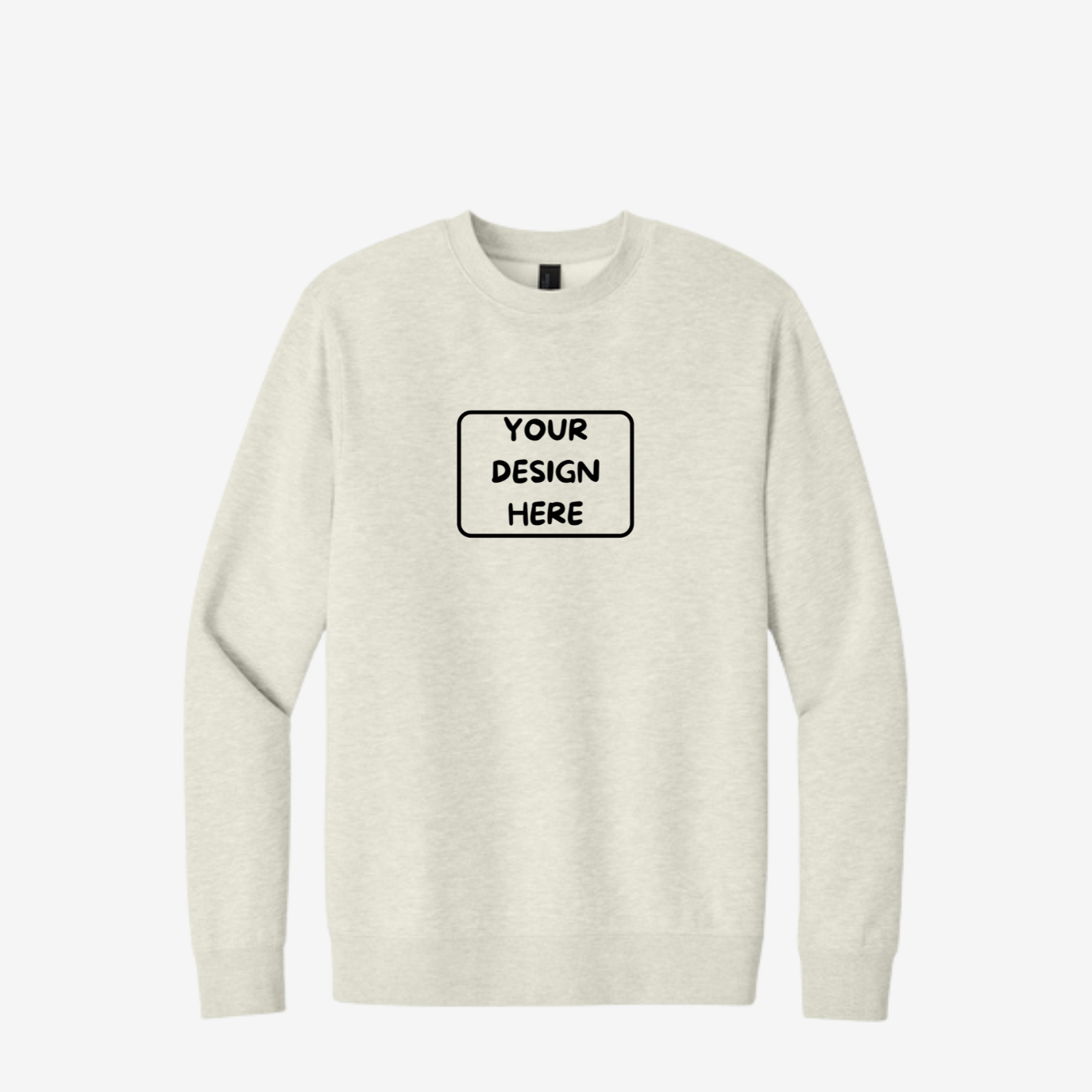District V.I.T. Fleece Crewneck Sweatshirt in Oatmeal Heather, soft unisex fleece perfect for custom printing and embroidery