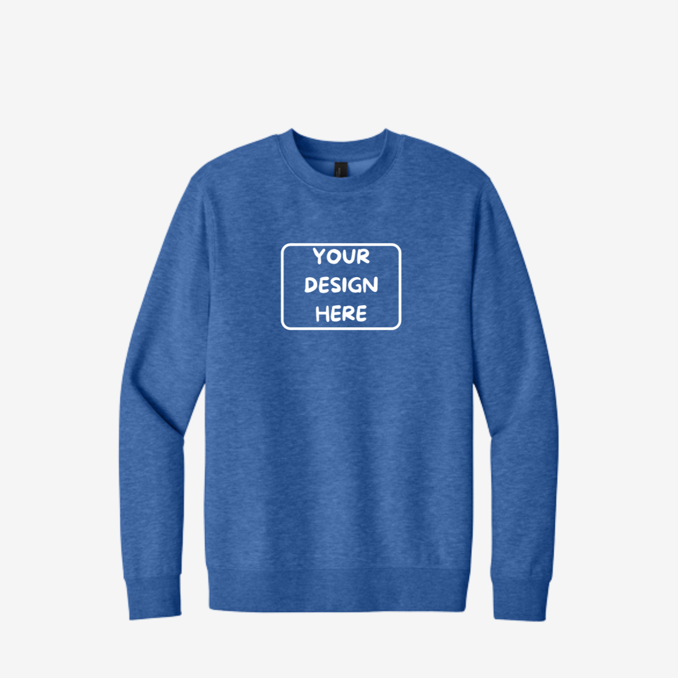 District V.I.T. Fleece Crewneck Sweatshirt in Royal Frost, soft unisex fleece perfect for custom printing and embroidery