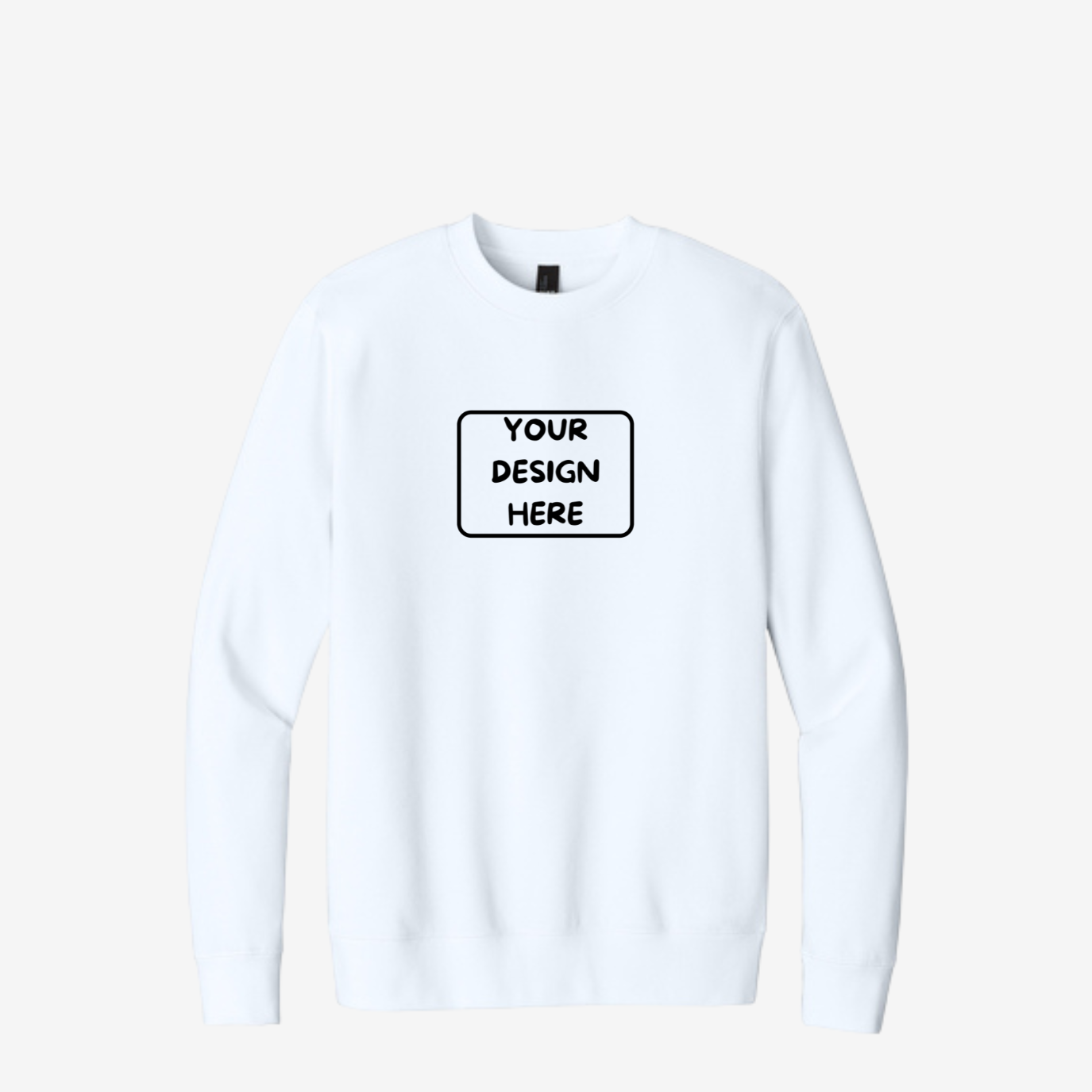 District V.I.T. Fleece Crewneck Sweatshirt in White, soft unisex fleece perfect for custom printing and embroidery
