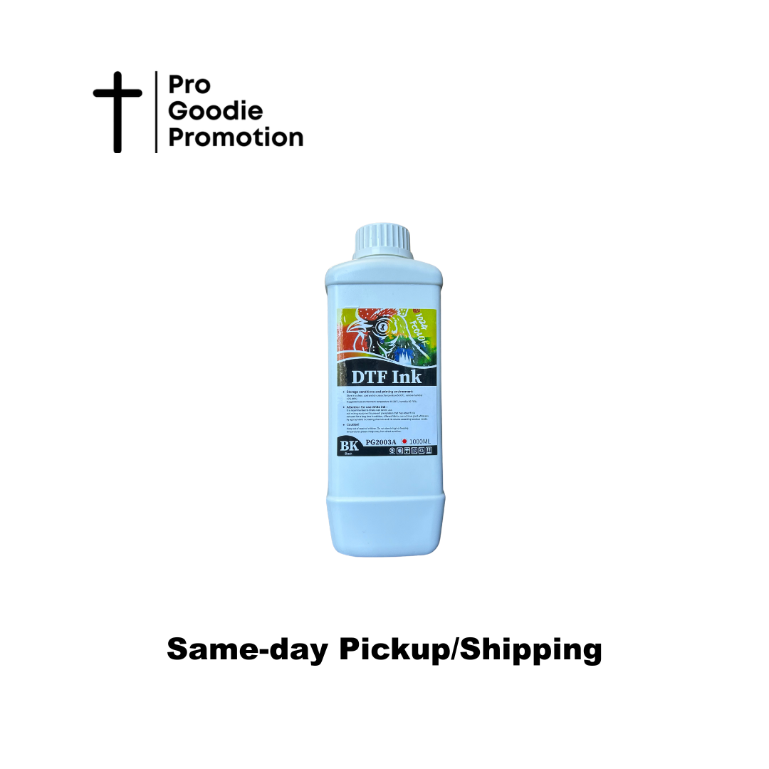 Premium black DTF pigment ink for sharp, high-opacity heat transfers – Pro Goodie Promotion San Diego