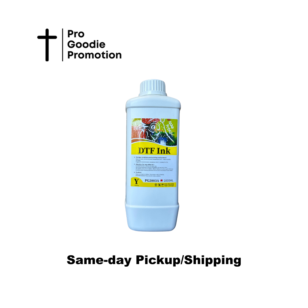 Premium yellow DTF pigment ink for bright, durable heat transfers – Pro Goodie Promotion San Diego