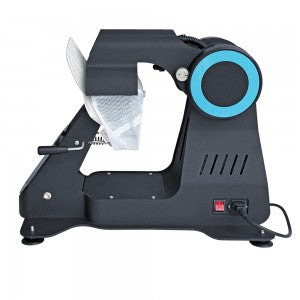 Side view of Automatic Dual Platen Hat Heat Press Machine with electric open cap for bucket hats