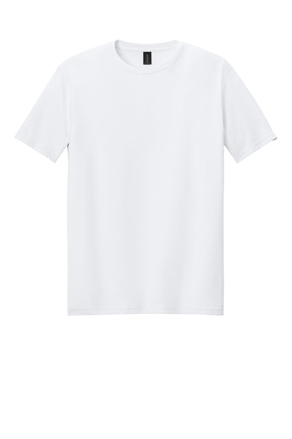 Gildan Softstyle short sleeve adult t-shirt in white, blank tee for DTF and screen printing, lightweight and smooth surface