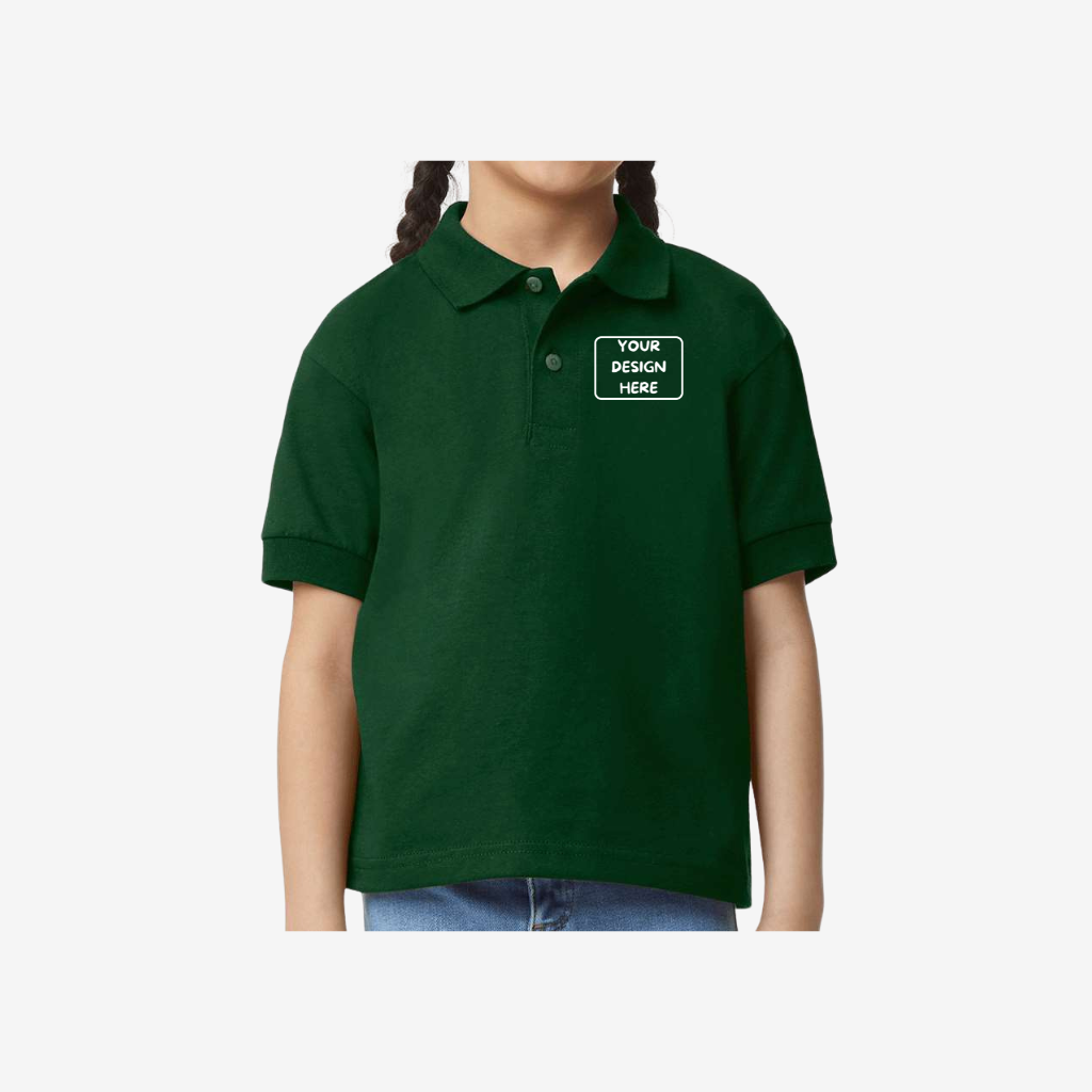 Gildan youth DryBlend jersey polo forest green school uniform kids polo shirt