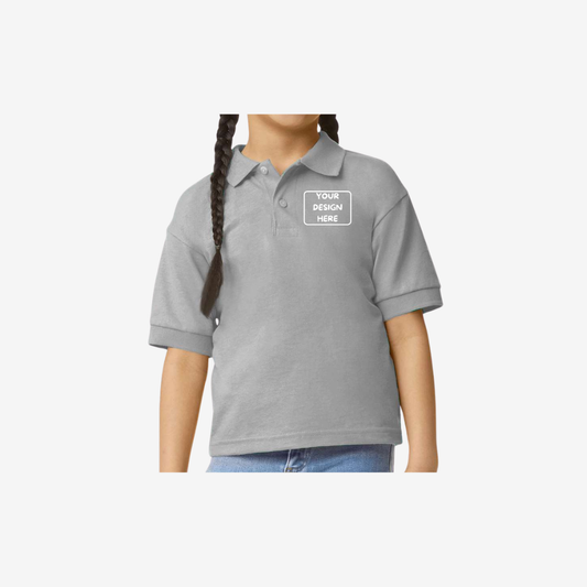 Gildan youth DryBlend jersey polo sport grey comfortable school uniform polo