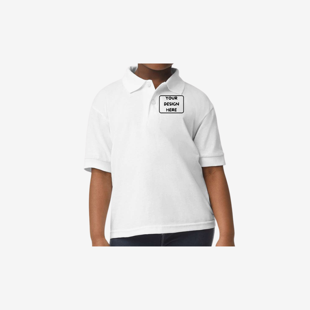 Gildan youth DryBlend jersey polo white custom school uniform kids polo shirt