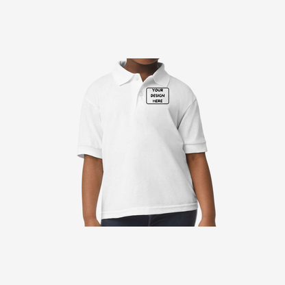 Gildan youth DryBlend jersey polo white custom school uniform kids polo shirt