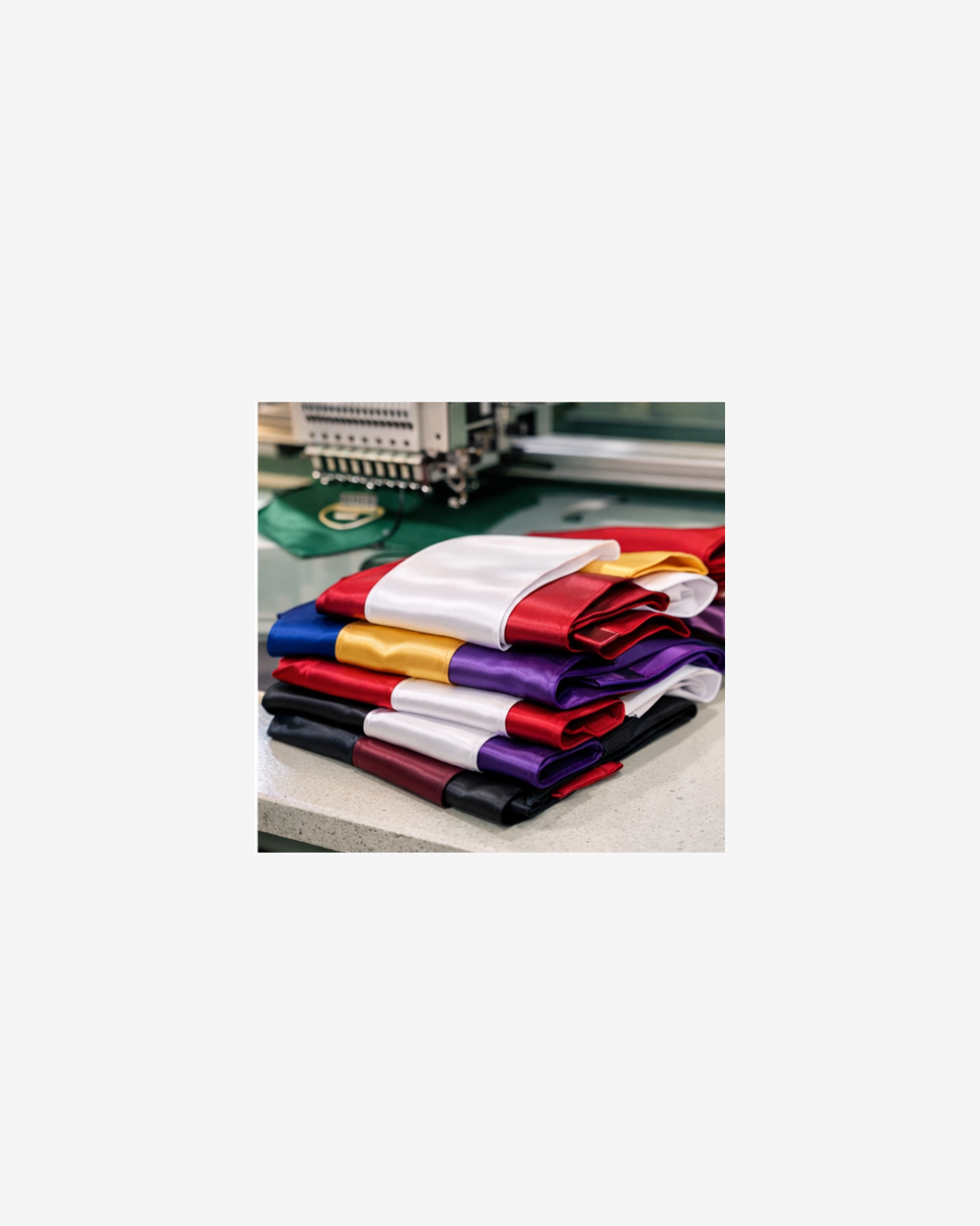 graduation stoles bulk order embroidery detail satin fabric close up and custom production for schools and group events
