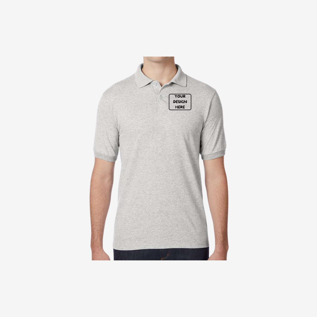 Hanes men’s EcoSmart jersey polo ash grey eco friendly work polo shirt