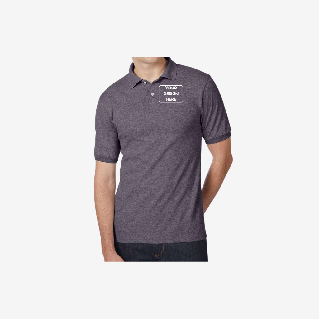 Hanes men’s EcoSmart jersey polo charcoal heather custom uniform polo shirt