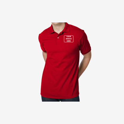 Hanes men’s EcoSmart jersey polo deep red custom logo promotional polo shirt