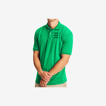 Hanes men’s EcoSmart jersey polo kelly green custom team uniform polo shirt