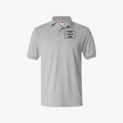 Hanes men’s EcoSmart jersey polo light steel grey eco friendly uniform polo