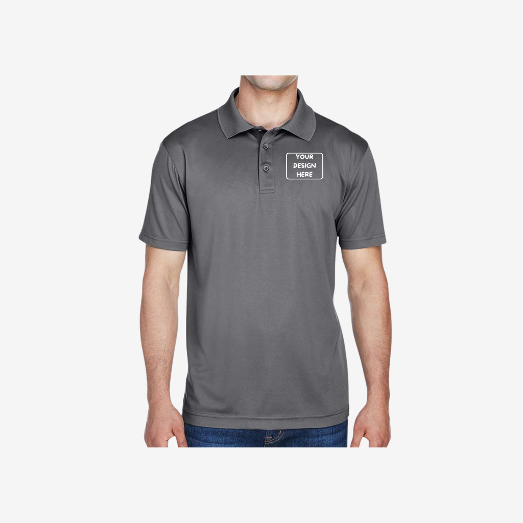 Harriton men’s polyester jersey polo charcoal grey moisture wicking work polo