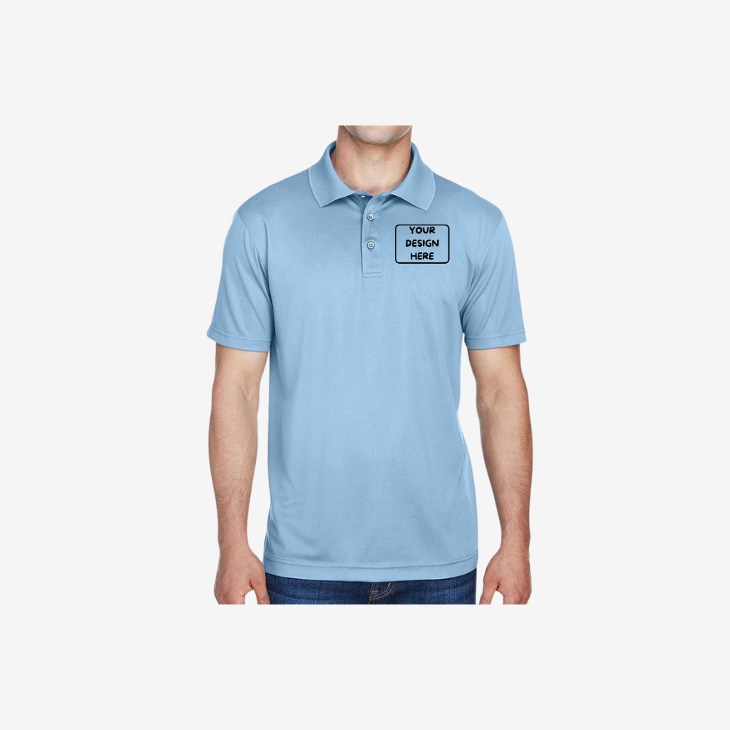 Harriton men’s polyester jersey polo light blue breathable custom polo shirt