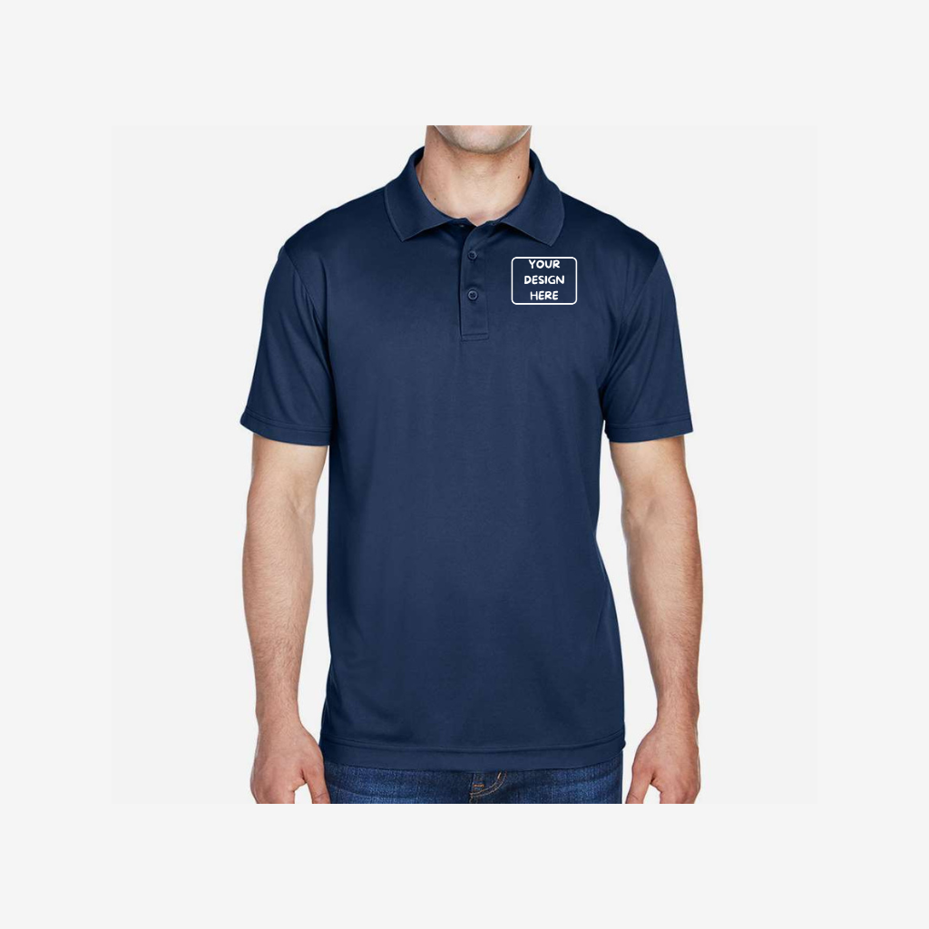 Harriton men’s polyester jersey polo navy blue embroidered business uniform polo