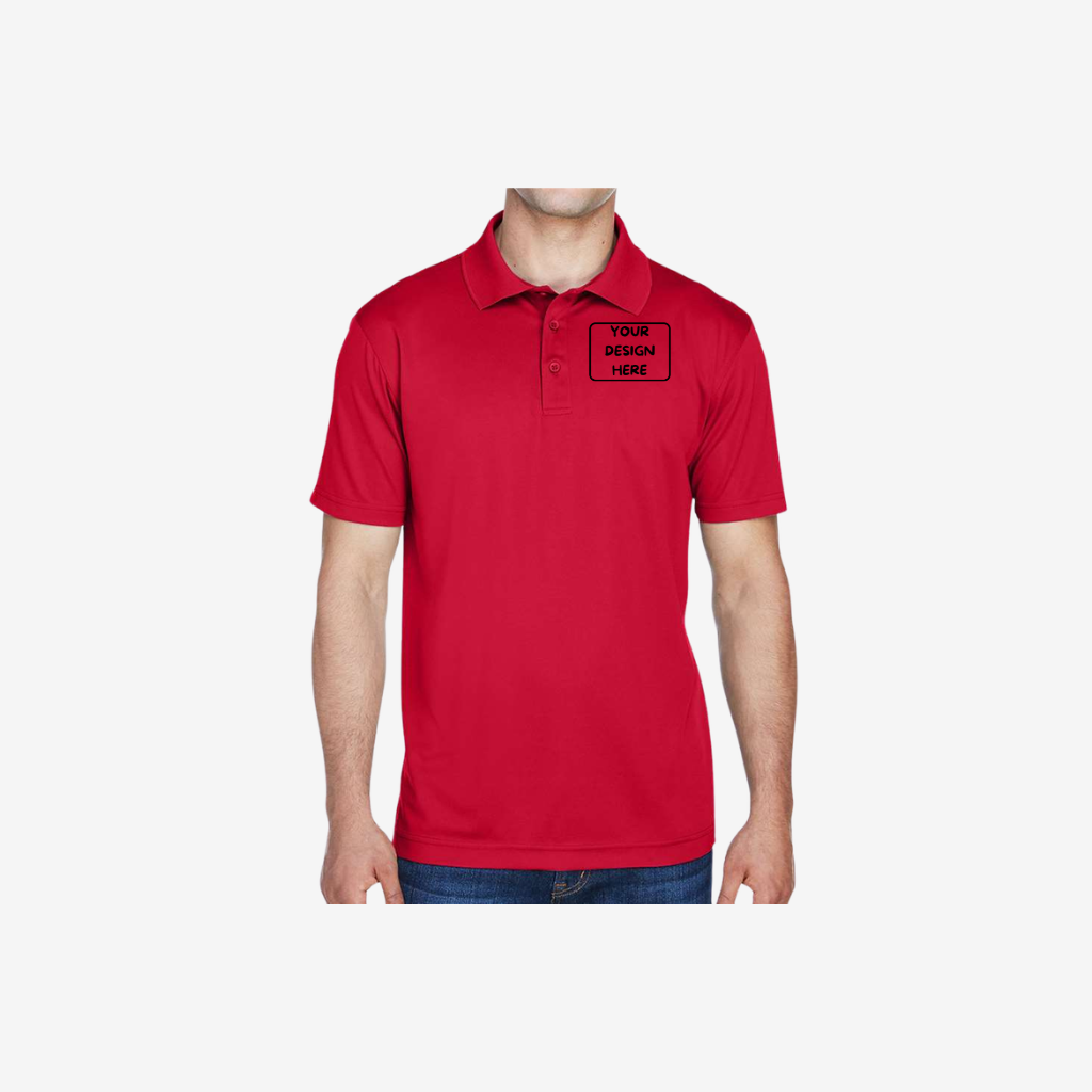 Harriton men’s polyester jersey polo red custom logo promotional polo shirt