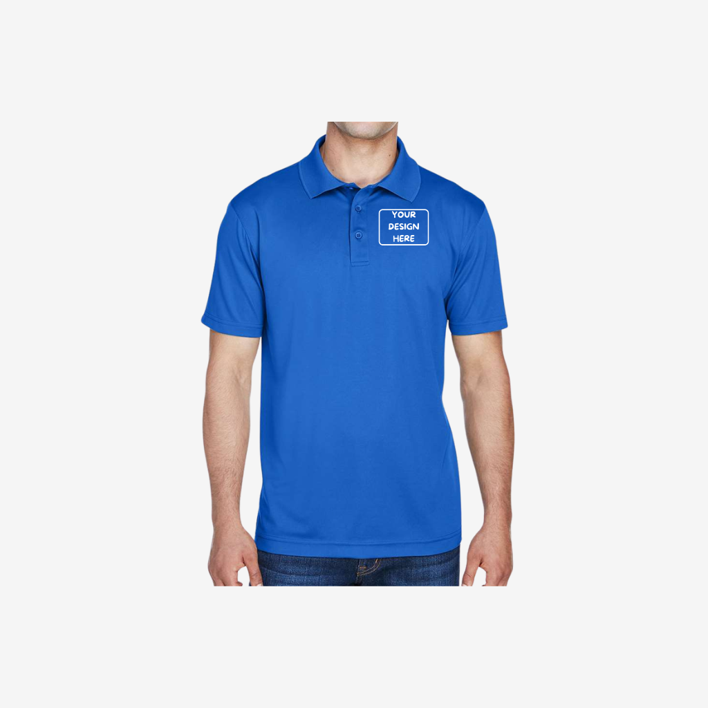 Harriton men’s polyester jersey polo true royal blue custom performance polo
