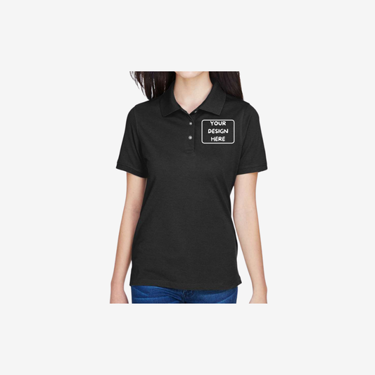 Harriton women’s easy blend polo shirt black custom embroidery uniform