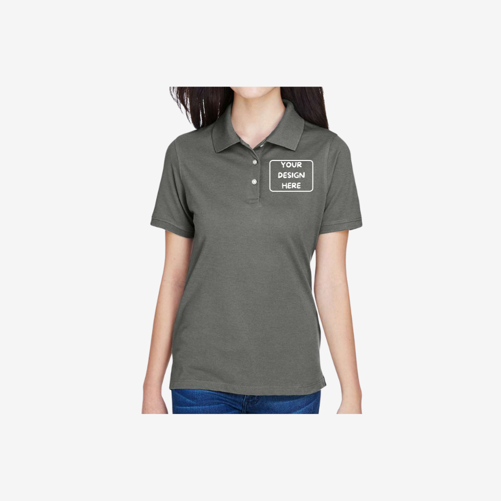 Harriton women’s easy blend polo charcoal grey professional work shirt