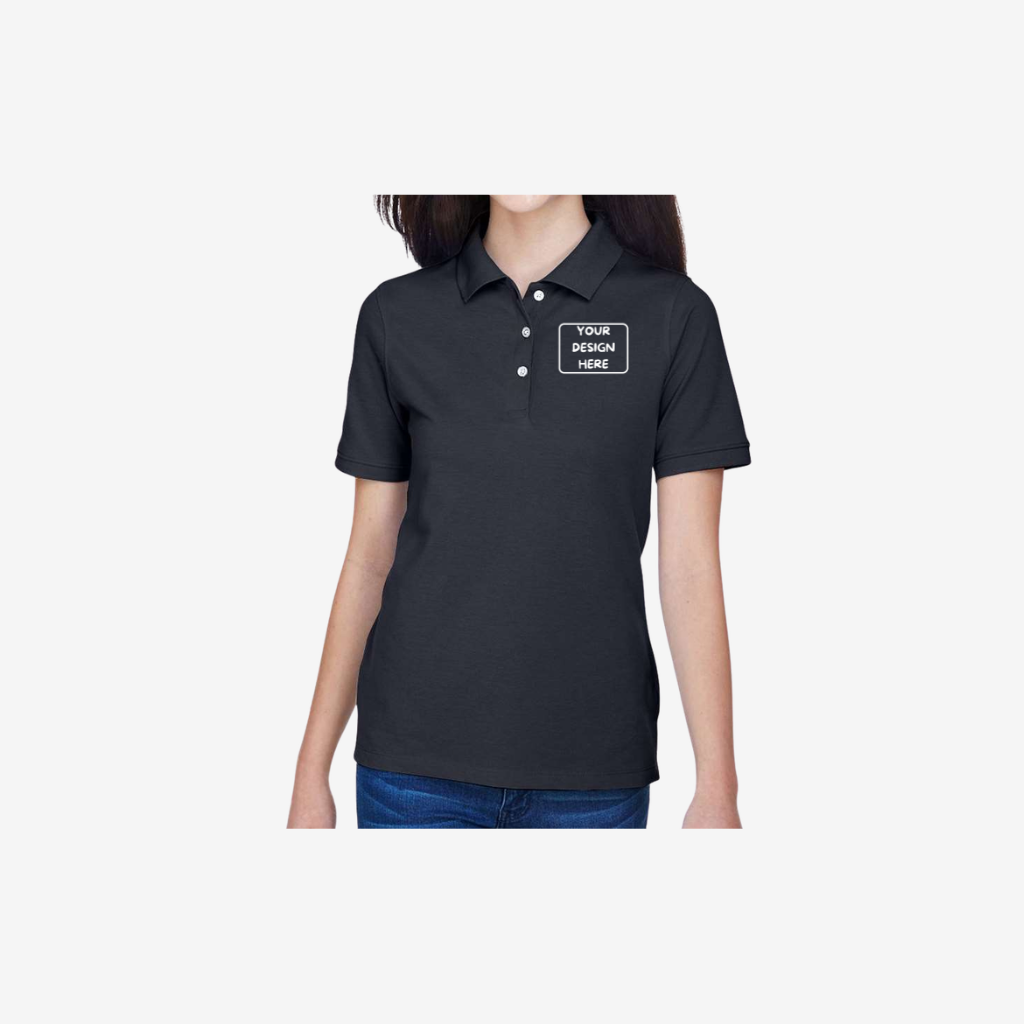 Harriton women’s easy blend polo navy blue embroidered business polo