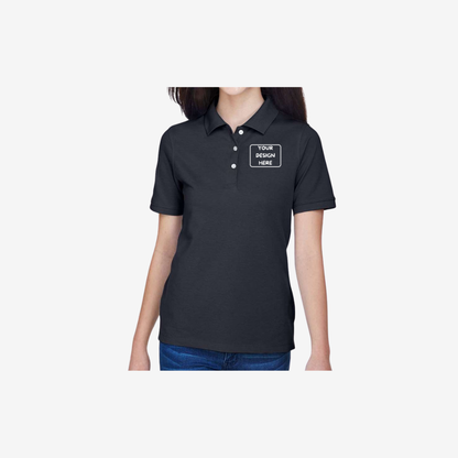 Harriton women’s easy blend polo navy blue embroidered business polo