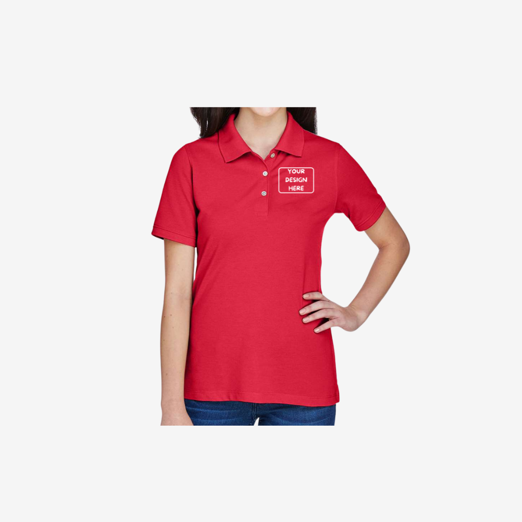 Harriton women’s easy blend polo red custom logo polo shirt uniform