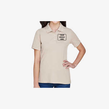 Harriton women’s easy blend polo stone beige custom work polo shirt