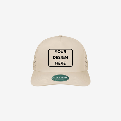 Stone LEGACY CUT The Cut Above structured five-panel cap with a slightly curved bill and laser-cut ventilation panels
