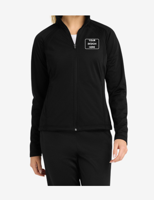 sport tek lst90 womens tricot track jacket black black custom embroidery and printing corporate team apparel