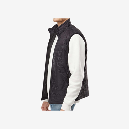 Men's Puffer Vest black side view lightweight insulated corporate vest