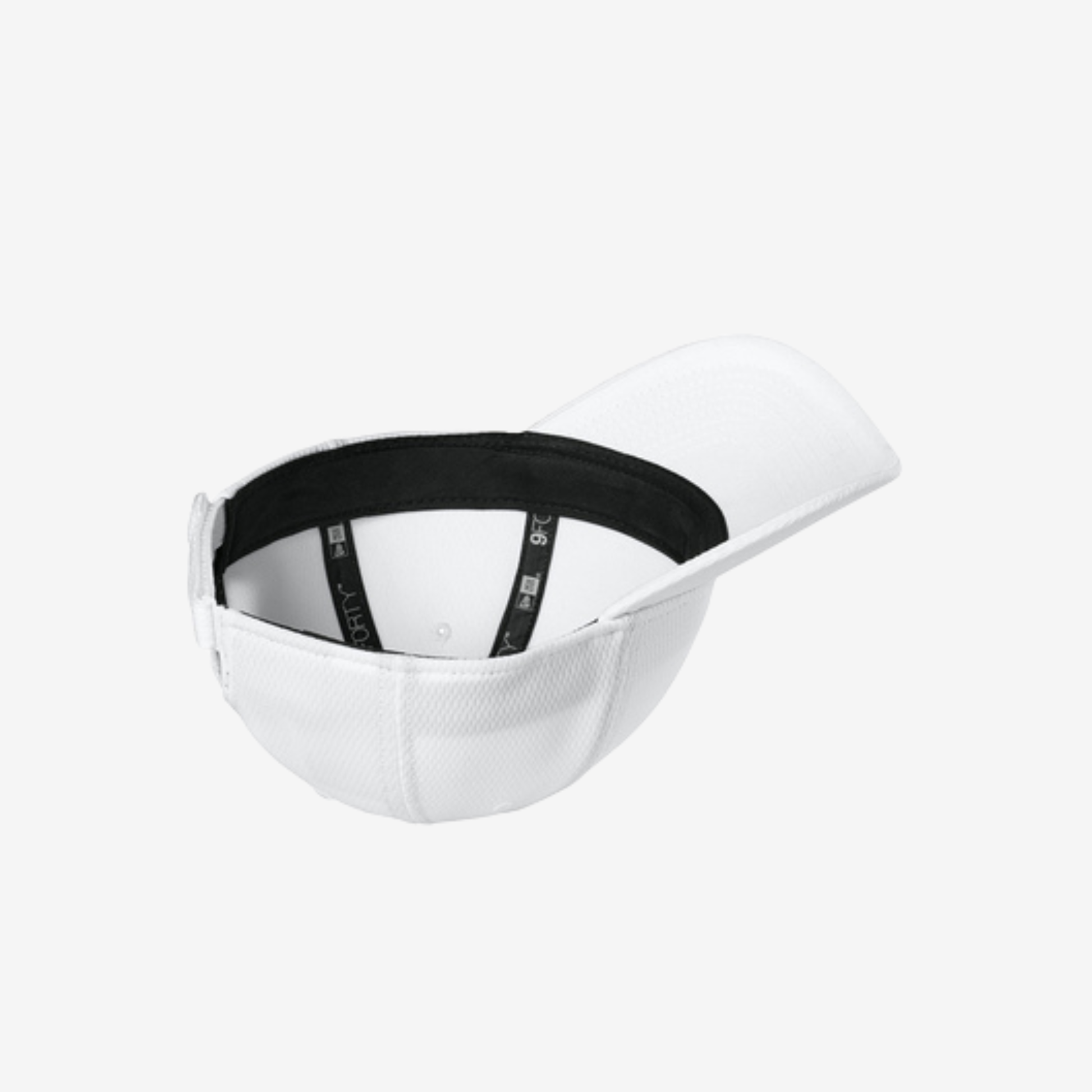 Top view of White New Era NE209 structured six-panel performance cap