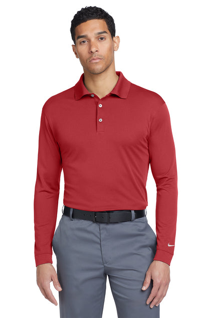 Nike Long Sleeve Dri-FIT Stretch Tech Polo in Varsity Red, custom printing or embroidery